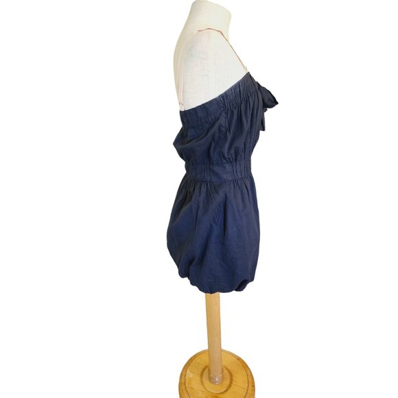 J. Crew Bubble Dress size Small Navy Blue bow front straps mini - Picture 3 of 11